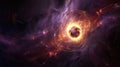 Planet in space. Purple star formed in an eclipse. Abstract galaxy. Colorful space galaxy cloud nebula. Royalty Free Stock Photo