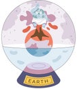 Planet is suffering from heat. Global warming concept with sweating globe sitting in glass sphere