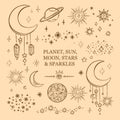 PLANET SUN MOON Astronomic Occult Astrologic Symbol Vector