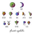 Planet symbol, sign collection Royalty Free Stock Photo