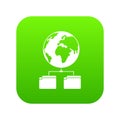 Planet and two folders icon digital green Royalty Free Stock Photo