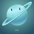 Planet Uranus in the background of space. Cute funny character Royalty Free Stock Photo