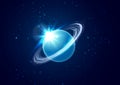 Planet Uranus in space background with star. The planet in astrology is responsible for modern technologies and Royalty Free Stock Photo