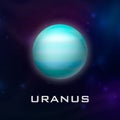 Planet Uranus. Vector 3d Realistic Space Planet in Space Starry Sky. Galaxy, Astronomy, Space Exploration Concept