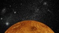 Planet Venus rising on a stars background