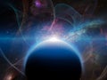 Black planet in vivid space Royalty Free Stock Photo