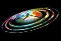 Planet in vivid waxy forms on black background Royalty Free Stock Photo