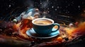 Planetary allure infuses a cappuccino, transforming it into a galaxy-inspired cosmic creation