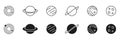Planetary And Celestial Bodies Line And Solid Icon Set. Astronomy, Space Exploration, And Solar System Outline And Royalty Free Stock Photo