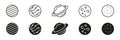 Planetary And Celestial Bodies Line And Solid Icon Set. Space Exploration, Astronomy, And Cosmic Phenomena Outline And Royalty Free Stock Photo