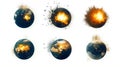 Planetary explosions, worlds colliding in fiery impact Royalty Free Stock Photo