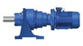 Planetary gear motor with electric motor. Vector illustration on white background. 3D Royalty Free Stock Photo