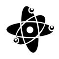 Planetary model of the atom icons. Electrons in orbit around the nucleus. Nuclear physical science simple style detailed logo