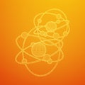 Planetary model of atom with nucleus and electrons