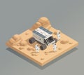 Planetary Rover Astronauts Isometric Composition Royalty Free Stock Photo