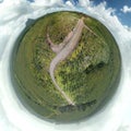 Planetoid view of Glass House Mountains National Park