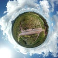 Planetoid view of Glass House Mountains National Park