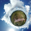 Planetoid view of Glass House Mountains National Park