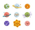 Planets. Bright cartoon set. Flat, cartoon, vector