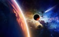 Planets and comet in space Royalty Free Stock Photo