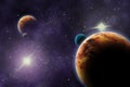 Planets in deep dark space. Royalty Free Stock Photo