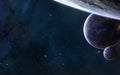 Planets in deep space, beautiful cosmic landscape. Science fiction