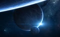 Planets in deep space. Blue star eclipse. Science fiction Royalty Free Stock Photo