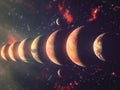 Planets and exoplanets of unexplored galaxies. Sci-Fi. New worlds to discover. Royalty Free Stock Photo
