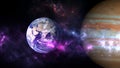 Planets and galaxy, cosmos, physical cosmology Royalty Free Stock Photo