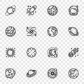 Planets icon set, outline style Royalty Free Stock Photo
