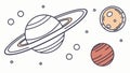 Planets and Moons in Space Illustration, vector design Generative AI Royalty Free Stock Photo