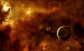 Planets with nebula Royalty Free Stock Photo