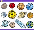 Planets and Orbs Cartoon Characters Set