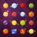 Planets in outer space cartoon vector illustrations set Royalty Free Stock Photo