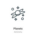 Planets outline vector icon. Thin line black planets icon, flat vector simple element illustration from editable astronomy concept Royalty Free Stock Photo
