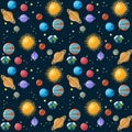 Planets seamless pattern. Royalty Free Stock Photo