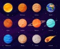 Planets of the solar system. Astronomical observation of space objects. Space exploration. Vector illustration