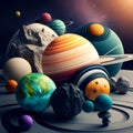 Planets of the solar system. Solar system. Cosmos art. Royalty Free Stock Photo
