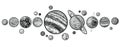 Planets in solar system hand drawn vector illustrations. Royalty Free Stock Photo