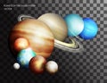 Planets of the solar system isolated on a transparent background. Set of realistic planets vector Royalty Free Stock Photo