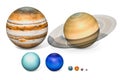 Planets of the solar system. Jupiter, Saturn, Uranus, Neptuno, E