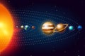 Planets of the solar system or model in orbit. Milky Way. Space Astronomy Galaxy. Vector realistic illustration