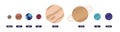 Planets of Solar system placed in horizontal row isolated on white background. Celestial bodies in outer space Royalty Free Stock Photo