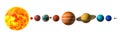 Planets of the solar system with Pluto, 3D rendering