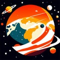 Planets in the solar system. Vector illustration in flat style. Generative AI Royalty Free Stock Photo