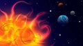 Planets in Space. Bright Sunlight in the Cosmos. Beautiful Planets on Gradient Background. Space Abstraction. Planets in Space. Su Royalty Free Stock Photo