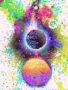 Planets in Space Surreal Multi-colored Abstract Background Royalty Free Stock Photo