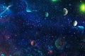 planets  stars and galaxies in outer space showing the beauty of space exploration. Elements furnished by NASA Royalty Free Stock Photo