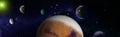 Planets, stars and galaxies in outer space showing the beauty of space exploration. Elements furnished by NASA Royalty Free Stock Photo