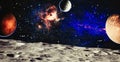 Planets, stars and galaxies in outer space showing the beauty of space exploration. Elements furnished by NASA Royalty Free Stock Photo